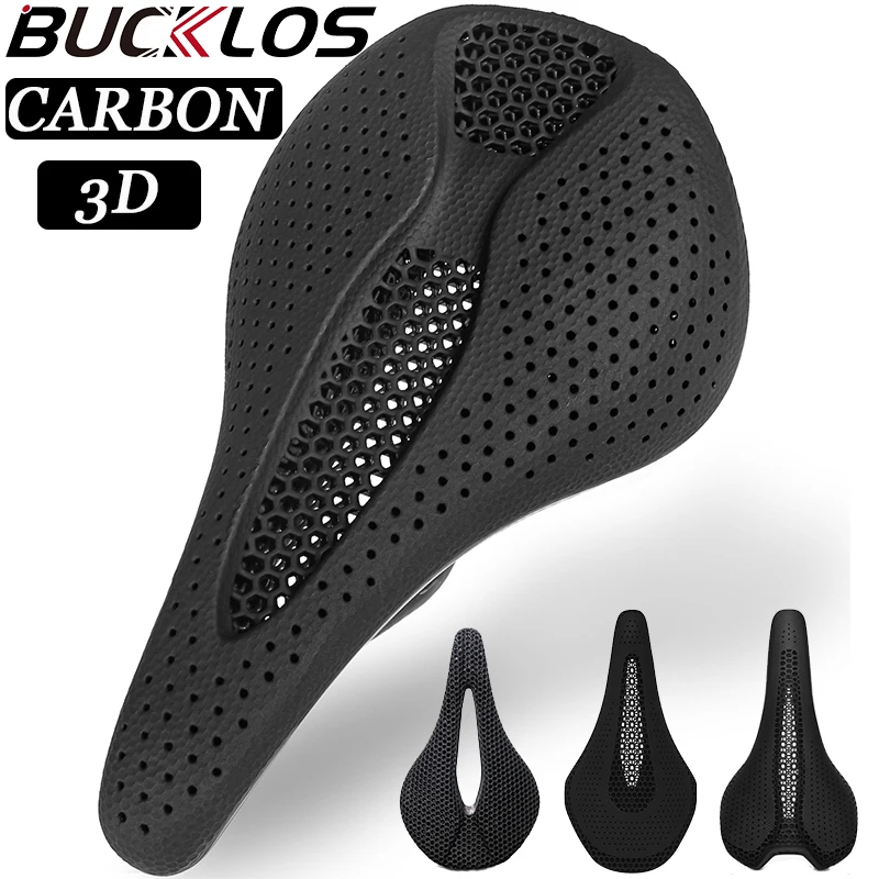 

BUCKLOS 3d Bicycle Seats Carbon Fiber 3d Printed Saddle Racing Bike Seat Cushion Ultralight Road Mountain Bike Saddle 143/155MM