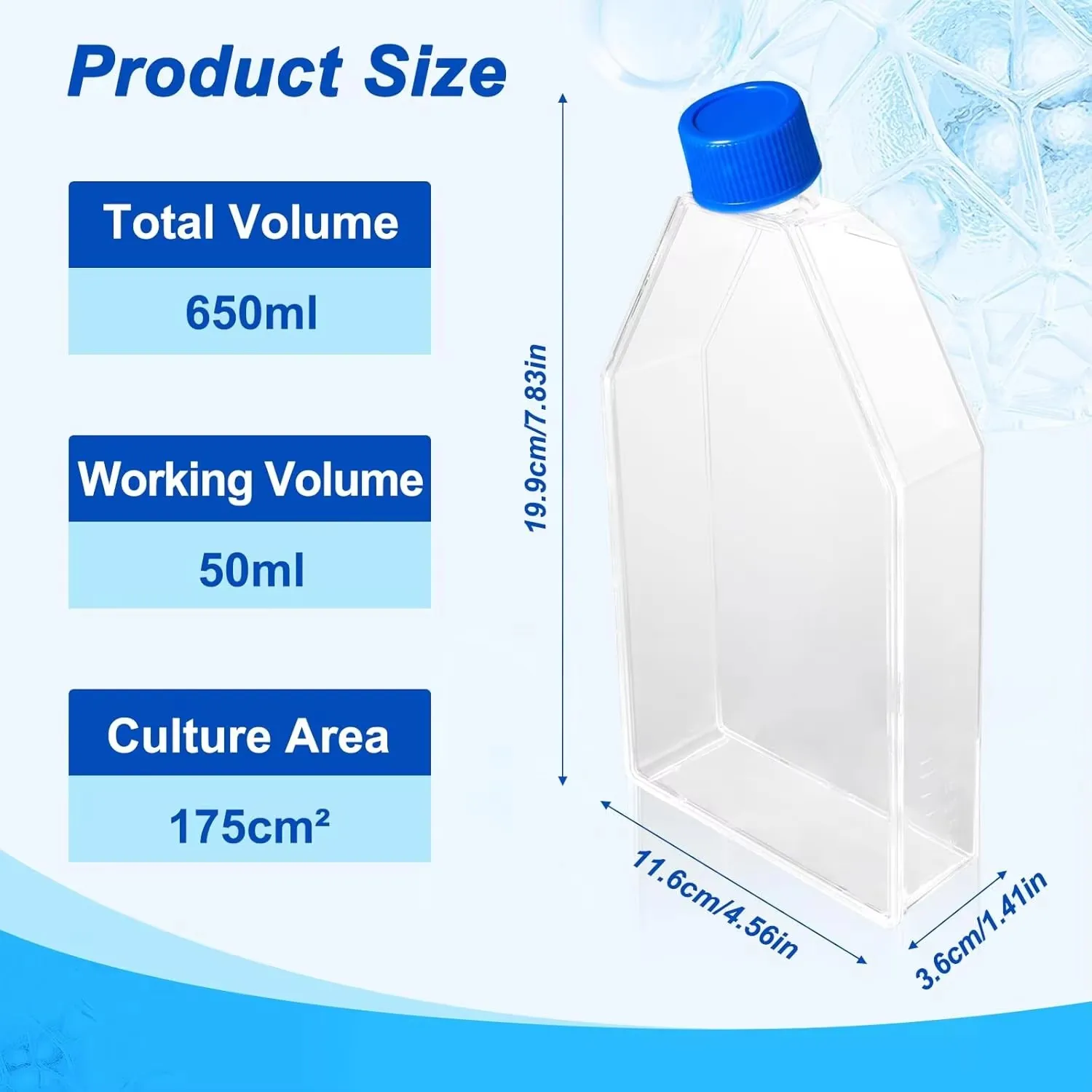 IKEME 5 Pieces Plastic Sterile Tissue Cell Culture Flask or Bottle with Filter Cap