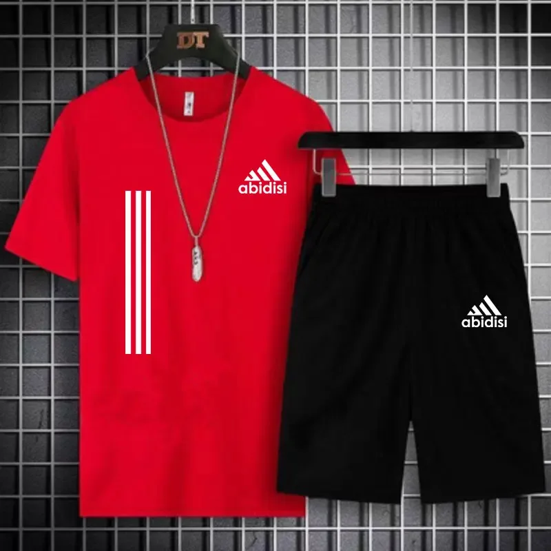 New Men\'s Clothing Summer Sports Suit Comfortable Breathable Mesh Running Sets Jogging Fitness Tracksuit Men Training Jersey