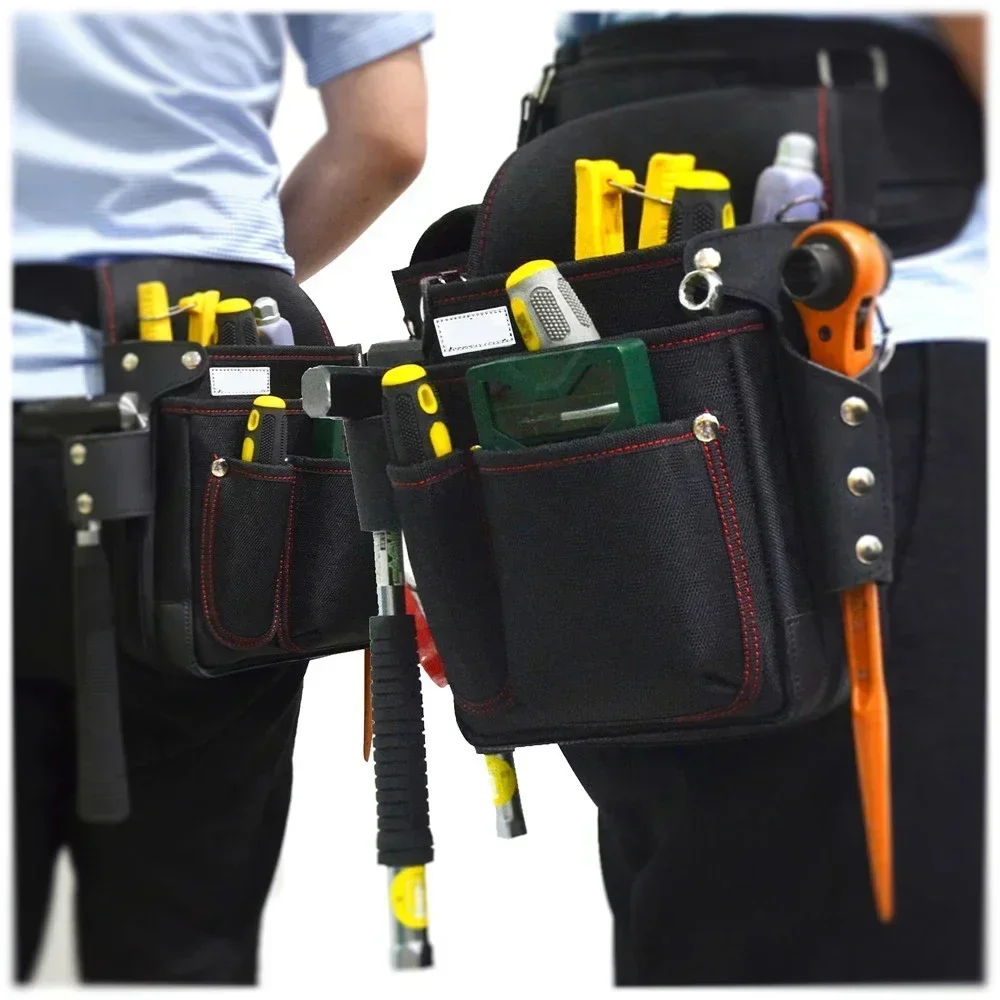 Imagem -02 - Múltiplos Bolsos & Vertical para Armazenamento de Eletricistas Carpinteiros Clip no Cinto Bolsa de Trabalho Duty Heavy Tool Pouch