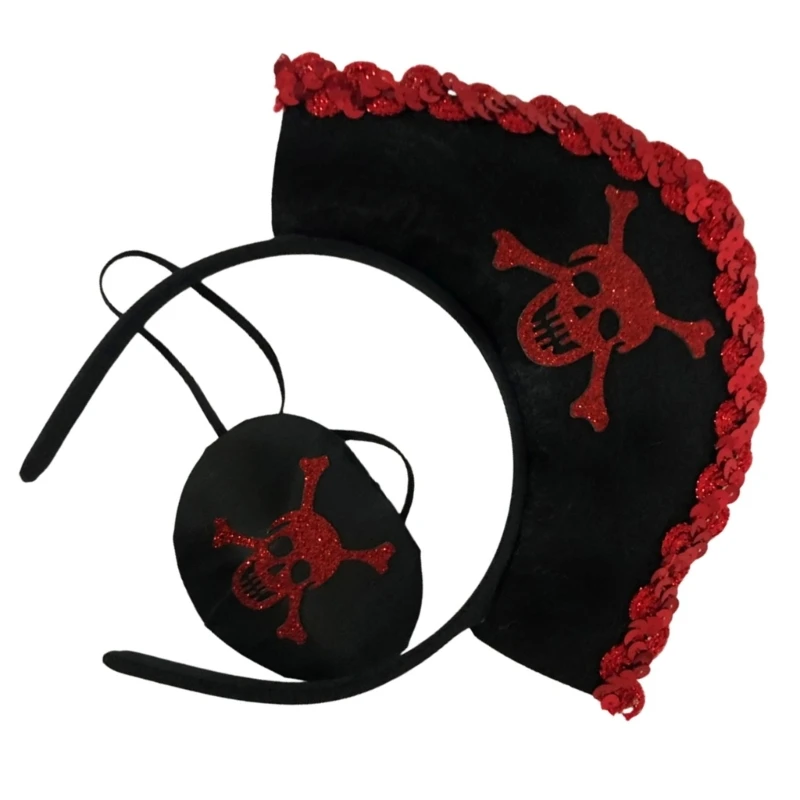 Skull Glitter Headbands Daily Wear Stylish Pirate Eyepatch for Halloween Party