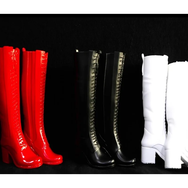 

TYM161 Модные однотонные ботинки на высоком каблуке со шнуровкой в масштабе 1/6, модели женской обуви солдата для 12 дюймов PH TBL, аксессуары для тела