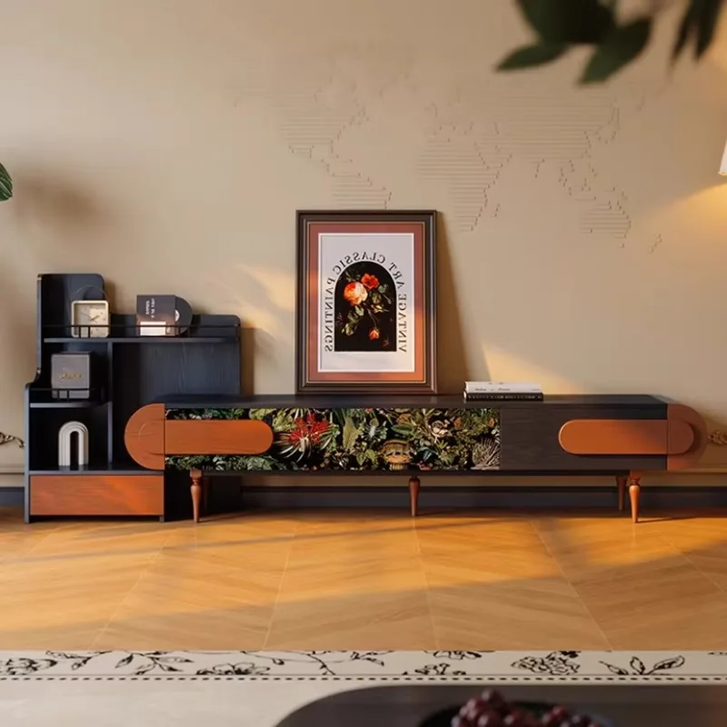 Mid Century Retro TV Cabinet, Elegant French Style Media Console, Decorative Storage Furnishing for Living Space