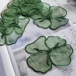 10Pcs Green Delicate Flower Embroidery Patches Fabric Stickers For Clothing Backpack Curtain Accessories Sewing Applique Crafts