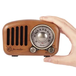 PRUNUS J-919 Vintage Mini Radio Retro stary klasyczny głośnik przenośne Radio FM Bluetooth drewniane Radio z funkcją AUX/SD MP3