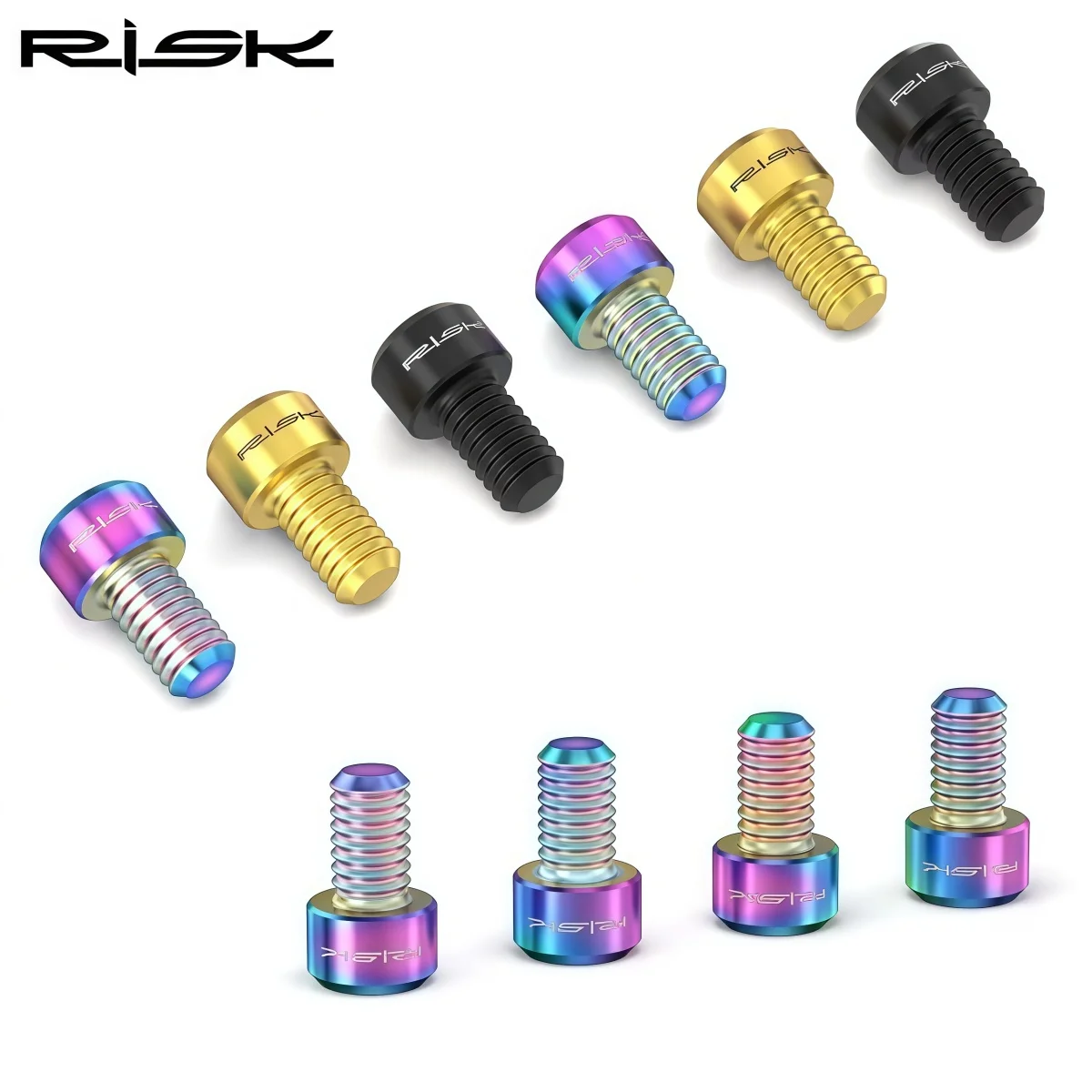 RISK RT031 Titanium M6 x 10mm Bicycle Brake Cable Pinch Bolts – MTB V-Brake & Road Bike C-Clamp Brake (Gold Black Iridescent) - view 2