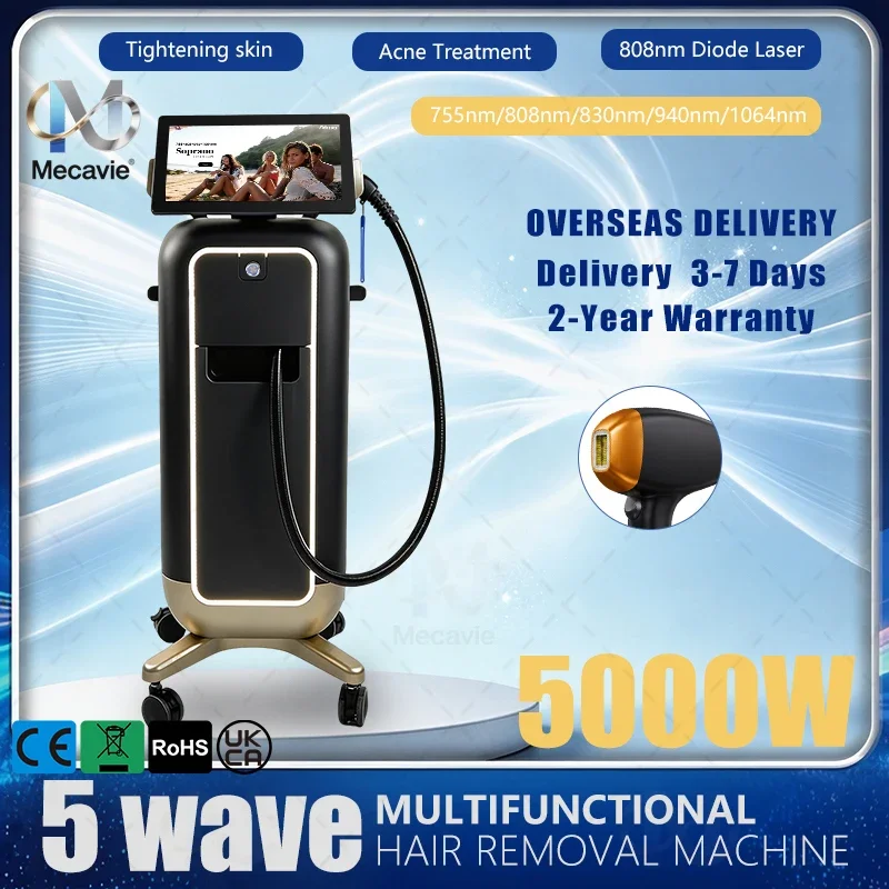 4‑wavelength diode laser device,5000W755/808/830/940/1064 nm,for painless hair removal and skin care.