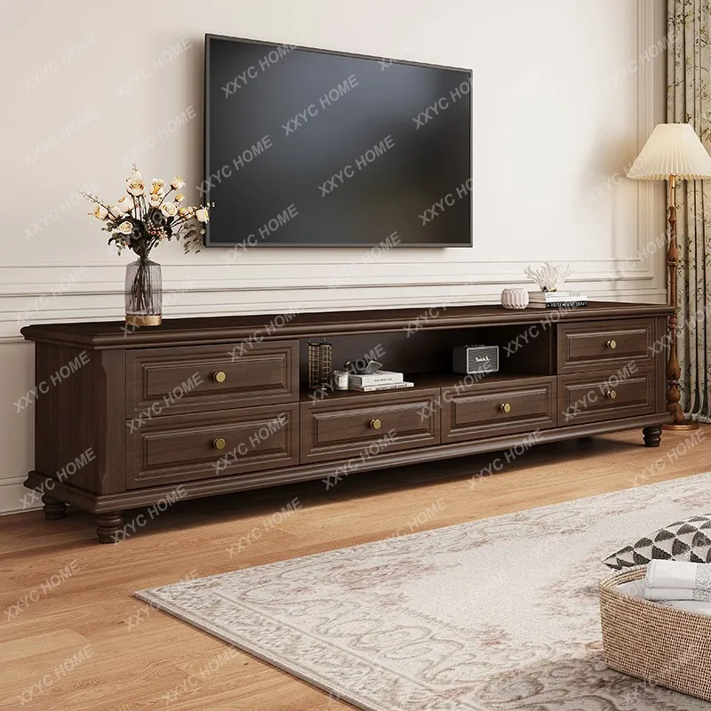 L solid wood TV cabinet living room household small apartment storage video cabinet floor simple and modern