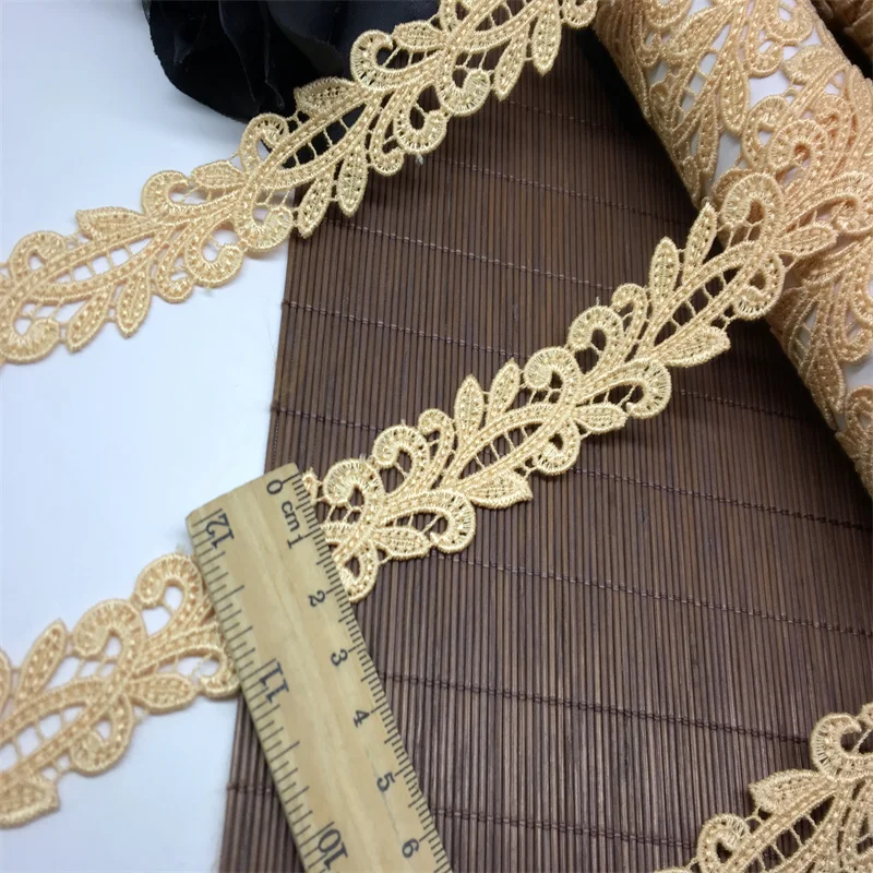 Golden Lace Trim Guipure Chemical Polyester Lace Accessories DIY Needlework Embroidered Ribbon Lace For Clothing Sewing Crafts