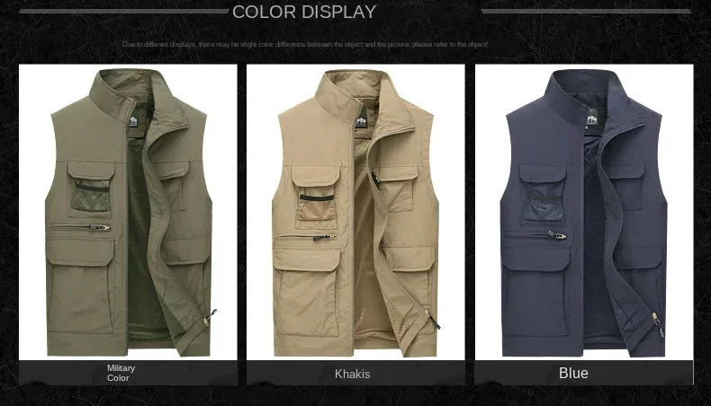 MAIDANGDI Leisure Multi Pocket Quick Drying Vest for Men's Mesh Fishing Photography High-quality Camisole Sleeveless Solid Color