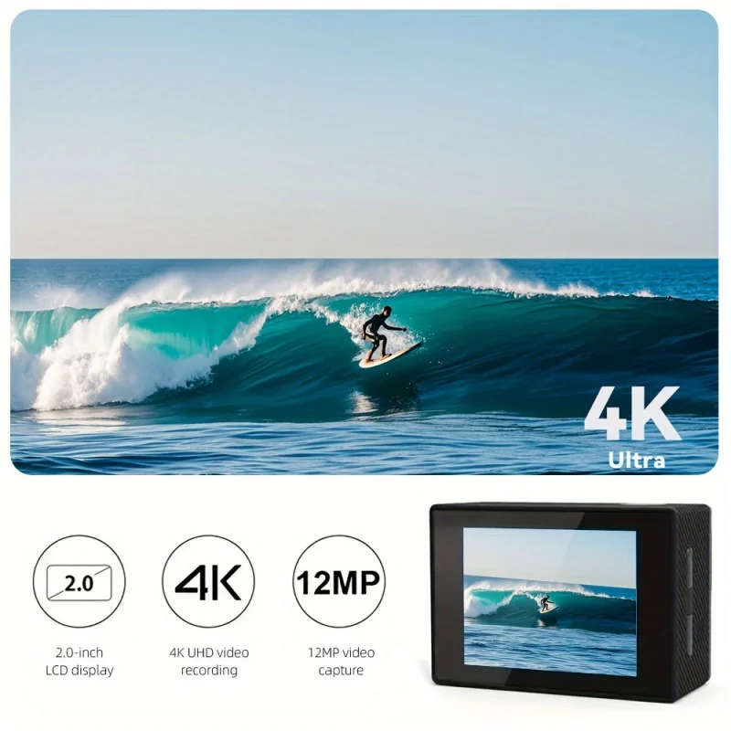 Regaton 4K 30FPS Ultra HD Action Camera, 20MP EIS Stabilization Sport Cam With Remote Control, Cycling Helmet Mount Accessories - view 2