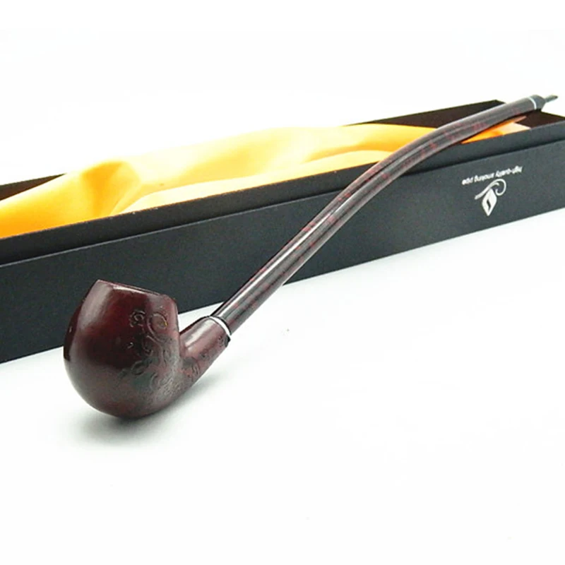 16“ 410MM Long Churchwarden Tobacco Pipe Resin Wooden Stem Smoking Pipe with Gift Box for Man Pattern