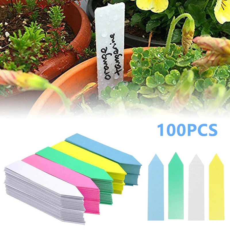 

100Pcs Waterproof Garden Plant Labels Plastic Plant Tags Nursery Markers Seedling Mark DIY Tool Flower Pot Decor Garden Supply