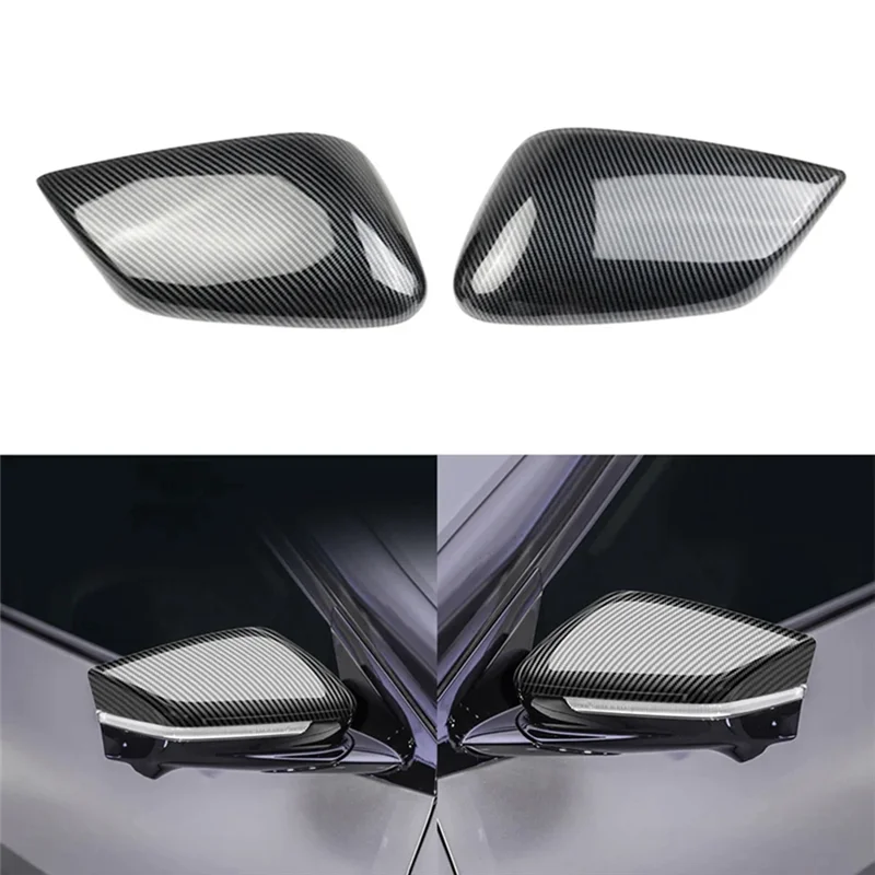 

1 Pair Car Carbon Fiber Rearview Mirror Covers Side Wing Mirror Cap Component For KIA EV6 2021 2022 LHD