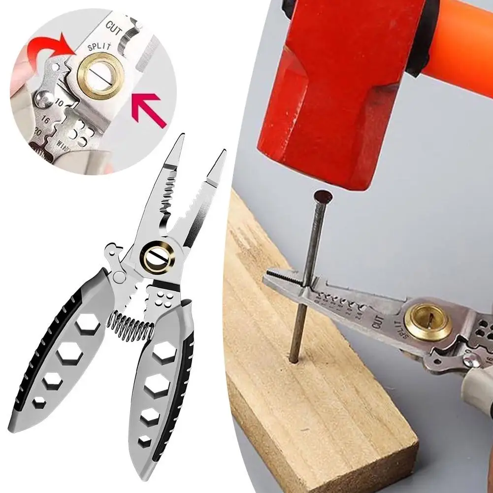 7-inch Multipurpose Wire Stripper Stripper Cable Terminal Crimping Long Nose Pliers Clamper Splitting Wire Electrician Tools