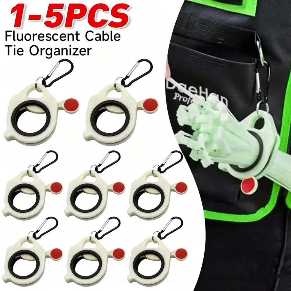 1-5pcs Fluorescent Cable Tie Storage Box Portable Wire Tie Organizer Tool Pouch Tool Organizer Tool Belt Tool Pouch