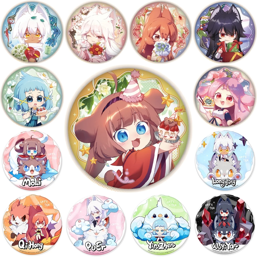 

58 мм Чиби аниме чай кота Моли Лунцзин косплей костюм значок булавка SPTE жесть брошь брошь SPTE жесть ﻿ Опора Gilf