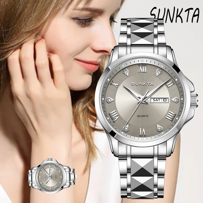 

SUNKTA 2026 Business Women's Watch Weekly Calendar Quartz Clock Luminous Waterproof Gift Ladies Watch Elegant Watch for Women