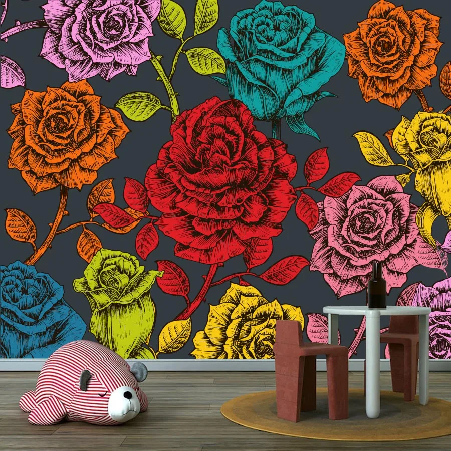 

Современные самоклеящиеся обои для декора дома, легкие в установке, для гостиной, спальни, красочные цветочные узоры, для ремонта стен, фреска для ТВ