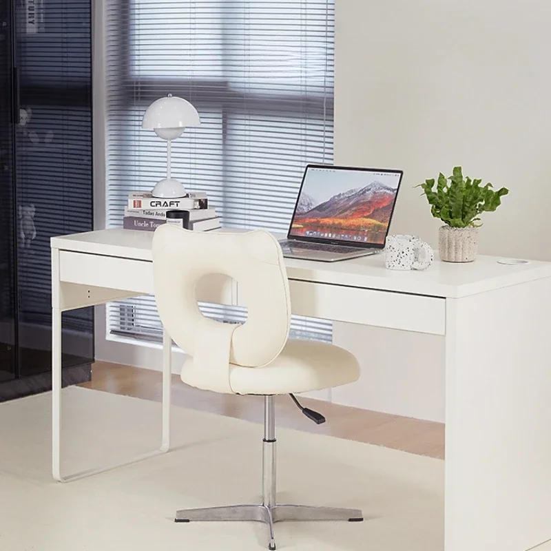 Ergonomic Swivel Chair: High Load-Bearing Solid Cream Style, Comfortable Desk & Dressing Seat with Backrest, Office Furniture