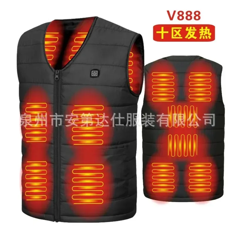 Ten Zone Intelligent Heating Vest V-neck Heating Vest Intelligent Warm Clothing for Men and Women Can Wear Large Vest