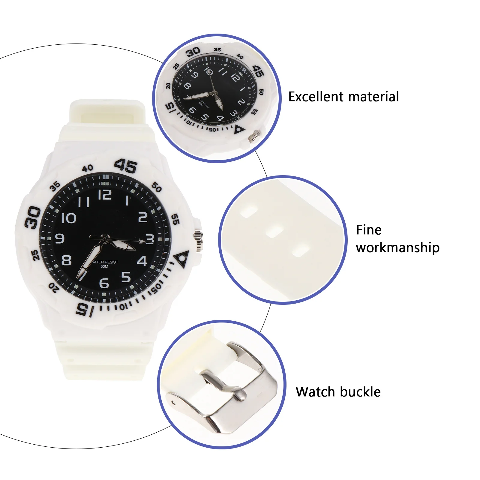 ساعة يد أنيقة مقاومة للماء من السيليكون - مثالية لساعة المعصم هدية ترفيهية للأعمال الداخلية والخارجية