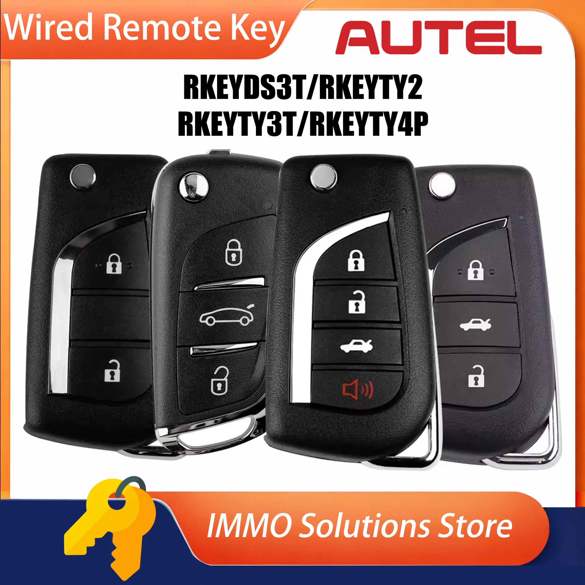 AUTEL Wired Remote Key RKEYDS3T RKEYTY2 RKEYTY3T RKEYTY4P For TOYOTA