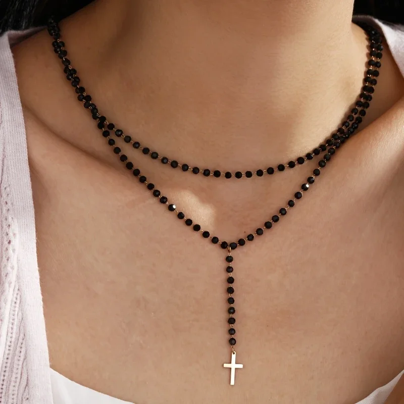 Fashion Simple Design Chain Cross Pendant Necklace, Women's Personalized Trendy Daily Hundred Accessories Gifts