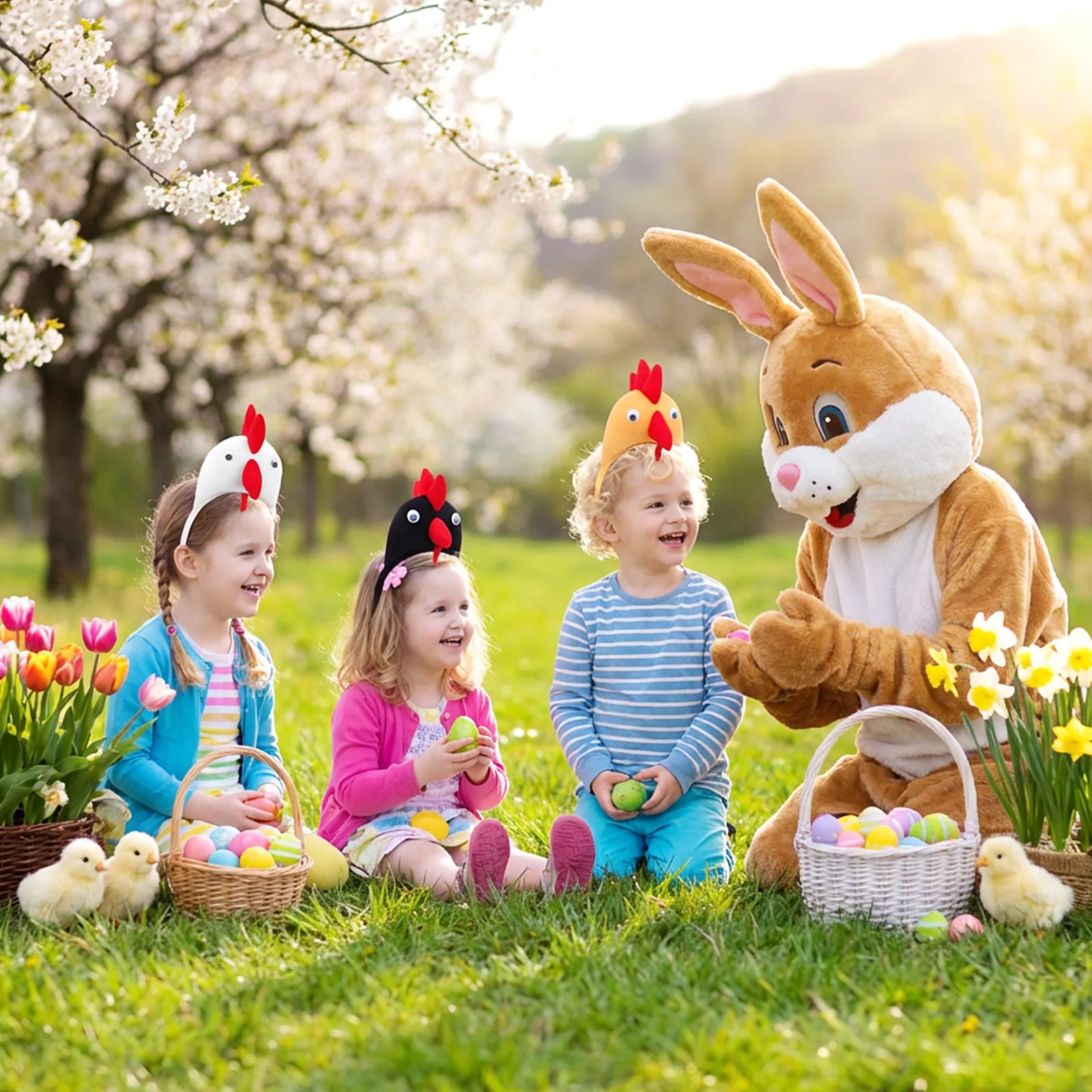 

4Pcs Easter Chicken Headband Animal Hair Hoop Rooster Headband Assorted Color Party Supply Masquerade Headpieces