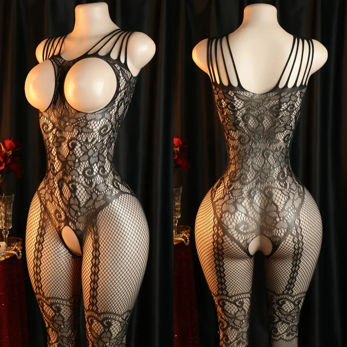 

Сетчатое эротическое нижнее белье с открытой чашкой, прозрачное женское цельное нижнее белье, сексуальный комбинезон, соблазнительное фетиш-белье, костюм для взрослых