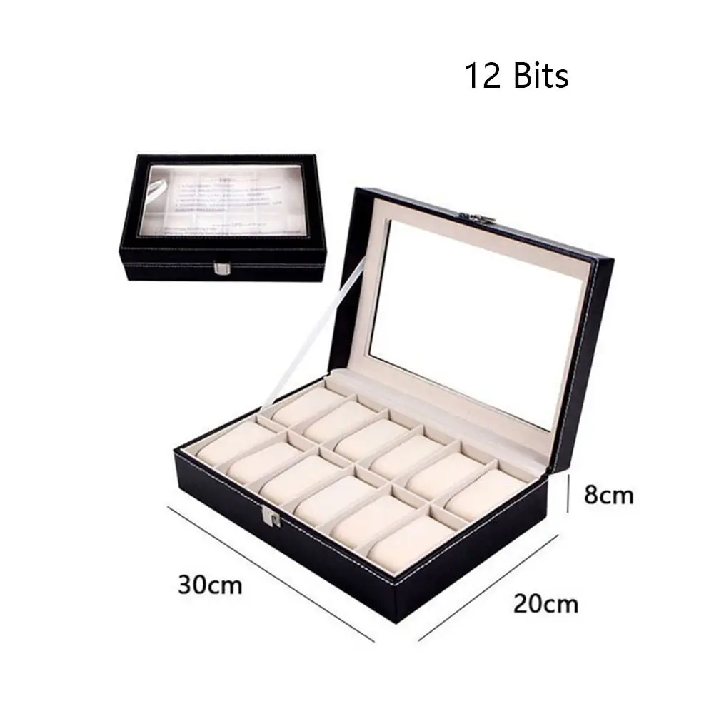 Luxus 6 10 12 Gitter Uhren box schwarz pu Leder Uhr Display Box Schmuck Aufbewahrung sbox Verpackungs box Uhr Aufbewahrung sbox