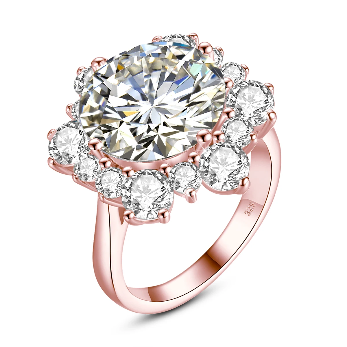 Massiver Rundschliff 13mm 8ct Moissanit-Ring mit Zertifizierung Luxus-Hochzeitsschmuck für Frauen Verlobungsgeschenk Testbestanden – Detail 6