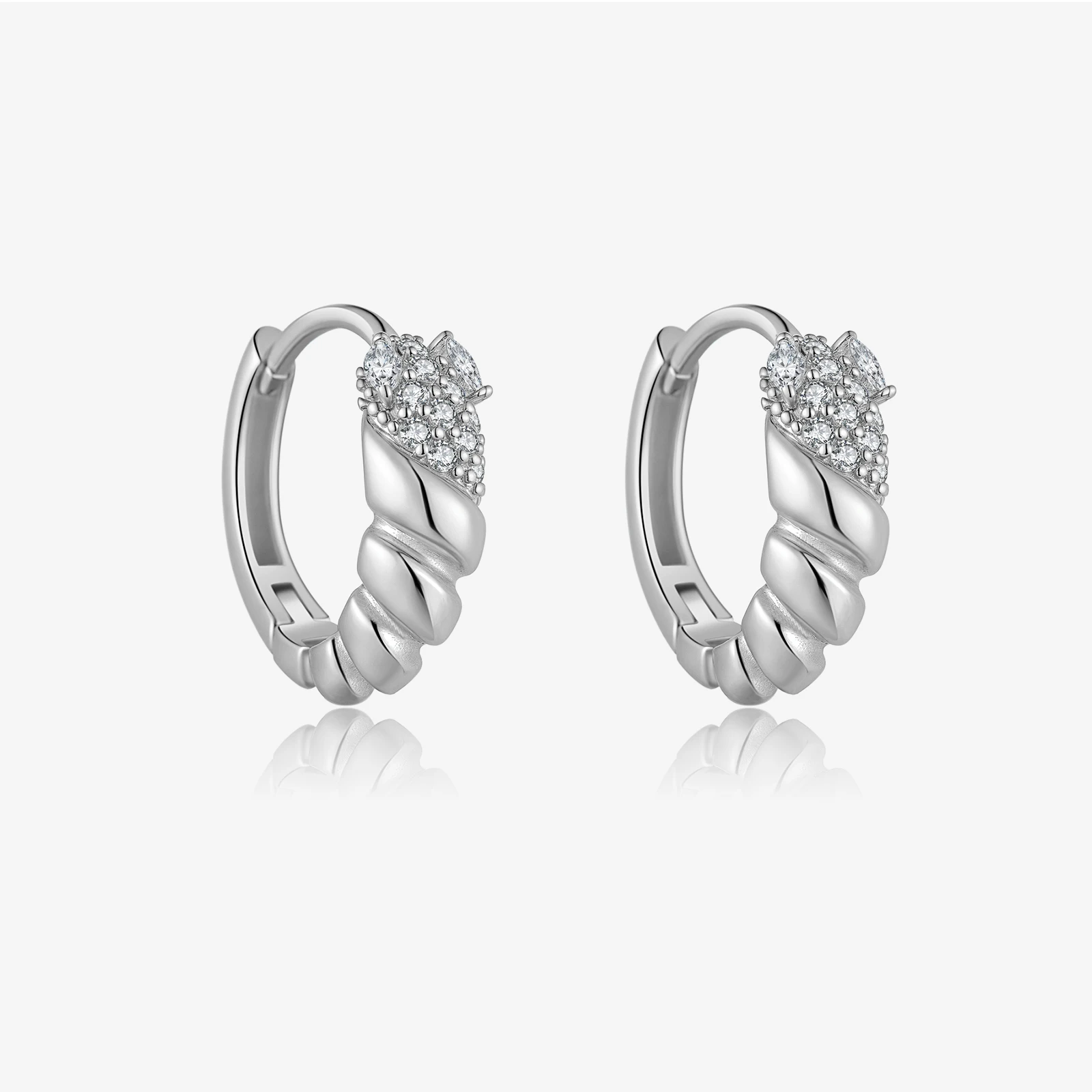 

VEWANT 925 Sterling Silver Twisted Hoop Earrings with CZ Zircon Cluster, Chic Spiral Design, Women Luxury Fashion Jewelry Gift