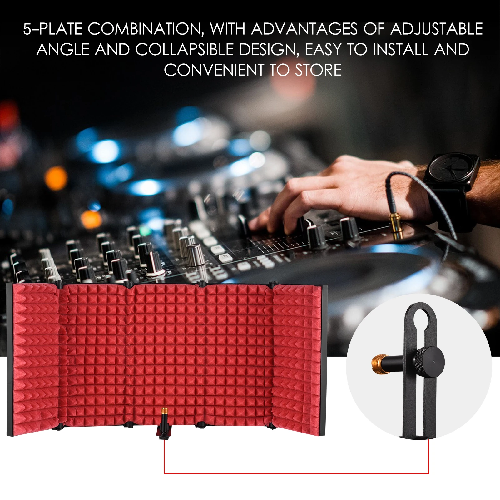 

5-door Professional Studio Recording Microphone Isolation Shield Folding Pop Filter Microphone Wind Screen with EVA High Density