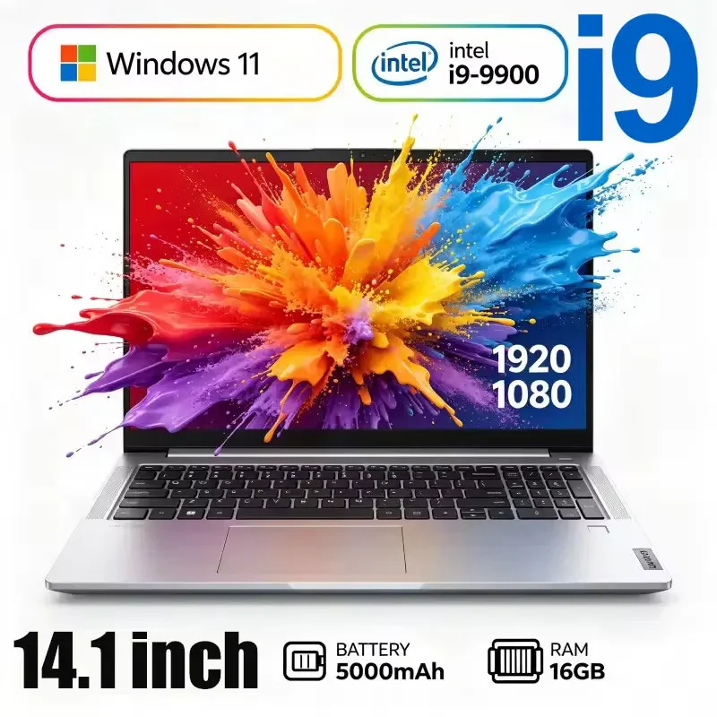 Intel Core I9 9900 Laptop Windows 11 16GB RAM 1TB SSD 4K HD Screen Portable Slim Laptops PC Gamer 14.1 inch Computer Office