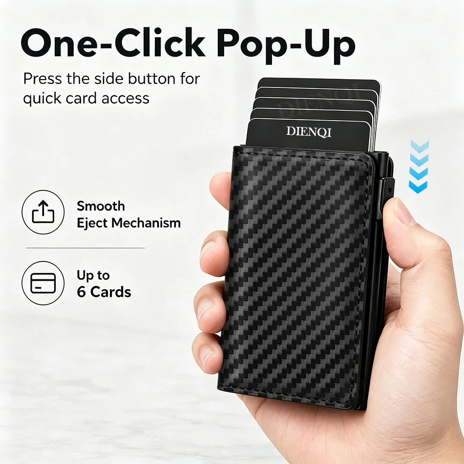 Minimalist Slim Wallet Anti RFID PU Leather Pop Up Card Holder Credit Card Case Trifold Money Bag Card Wallets for Men Women