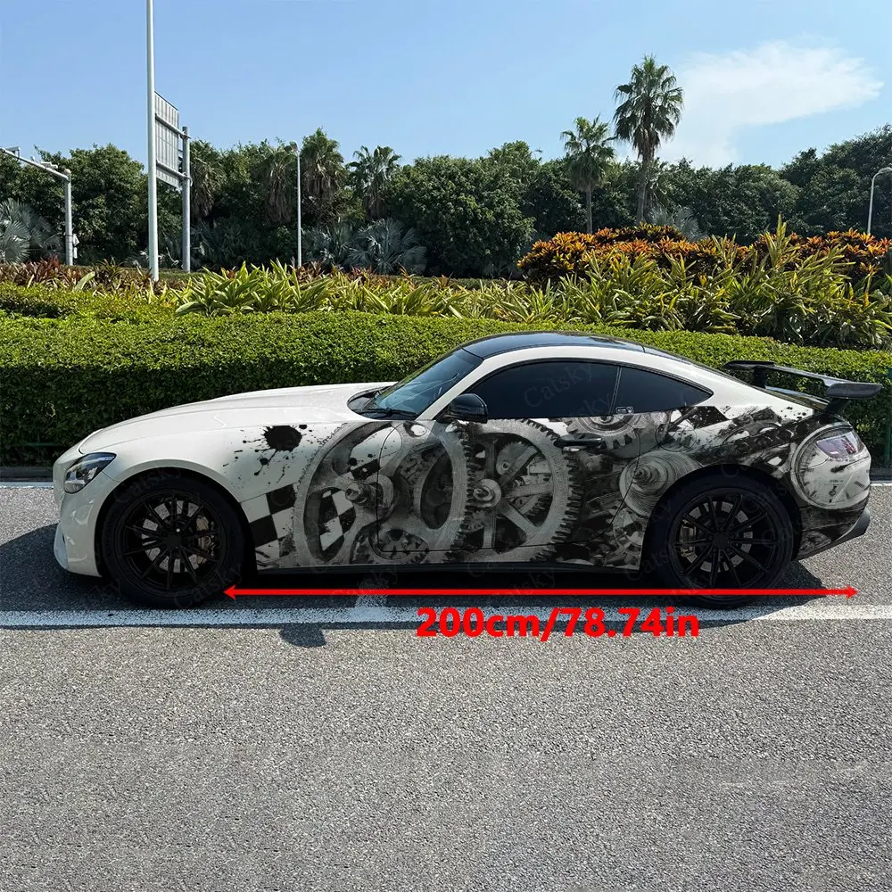 2pcs Spinning Gear Might, Durable, Fade-resistant, Enhance Vehicle Aesthetics With Bold Artistic Design Car Vinyl Wraps