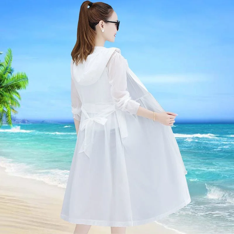 Damska letnia odzież chroniąca przed słońcem Damska koreańska, luźna, wszechstronna, średniej długości, odporna na promieniowanie UV odzież chroniąca przed słońcem Kobiece topy