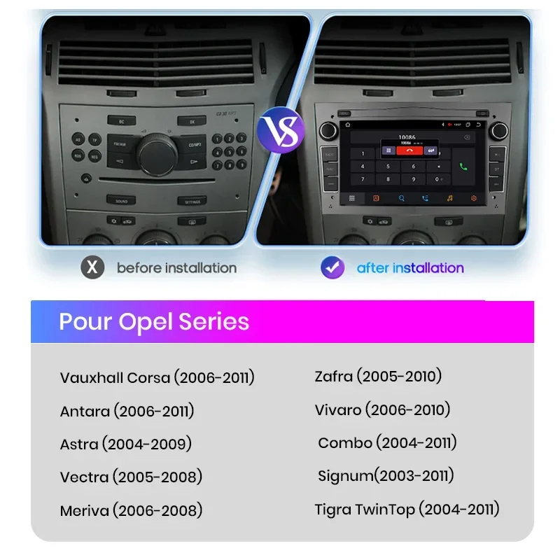 Carplay autoradio Android per Opel Astra H J 2004 Vectra Vauxhall Antara Zafira Corsa C D Vivaro Meriva Veda Multimedia Player