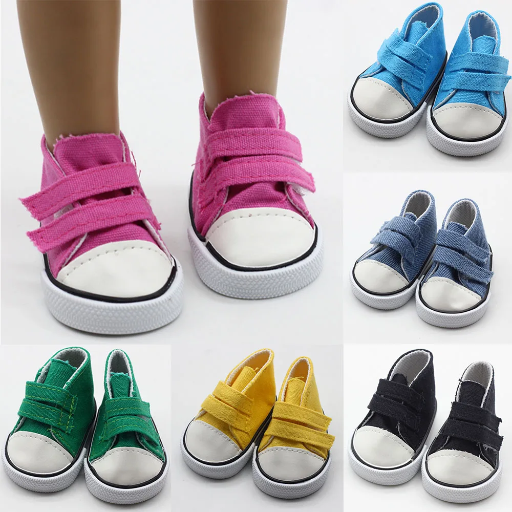 American Doll Shoes 7CM Canvas Shoes Fit for 18 Inch Girl Dolls Mini Fashions Shoes for 43cm Baby New Born&OG Girl Doll