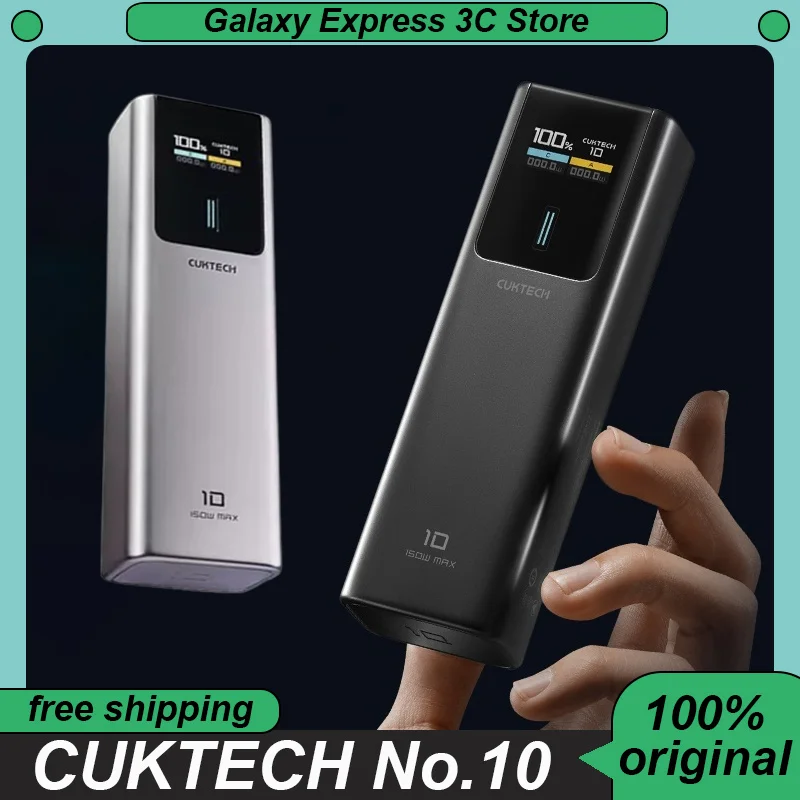 CUKTECH No.10 Power Bank 10000mAh Capacity Digital Display on the Screen 150W Power Bank Portable Charger For iPhone Custom