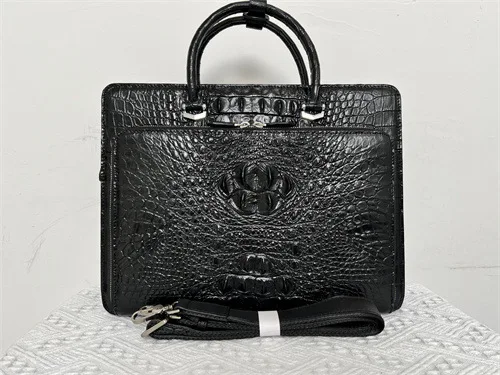 Sac d'ordinateur portable en cuir de crocodile véritable pour hommes, sac de messager de voyage, étui Bombes Alligator, marque de luxe, nouveau, 2023