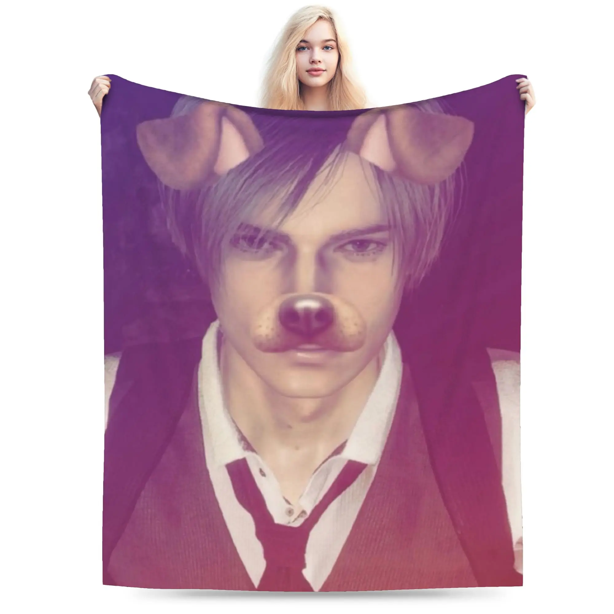 

Resident Evils Leon Kennedy Dog Ears Blanket Fleece Textile Decor Portable Warm Throw Blankets for Bedding Bedding Throws
