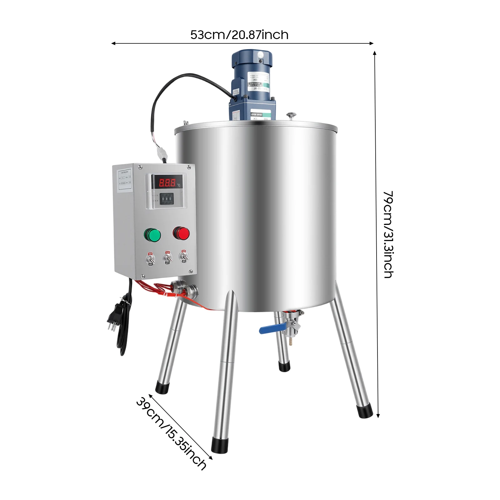 30L/ 8Gal Heating Mixing Filling Machine W/ Stirrer, 304 Stainless Manual Cream Filling Tank for Dissolve & Fill Creams& Liquid