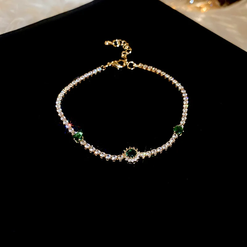 Fashion Minimalist Green Crystal Exquisite Jewelry Bracelet for Women Personalized New Stainless Steel Cuff Bracelet Wholesale - Image 5