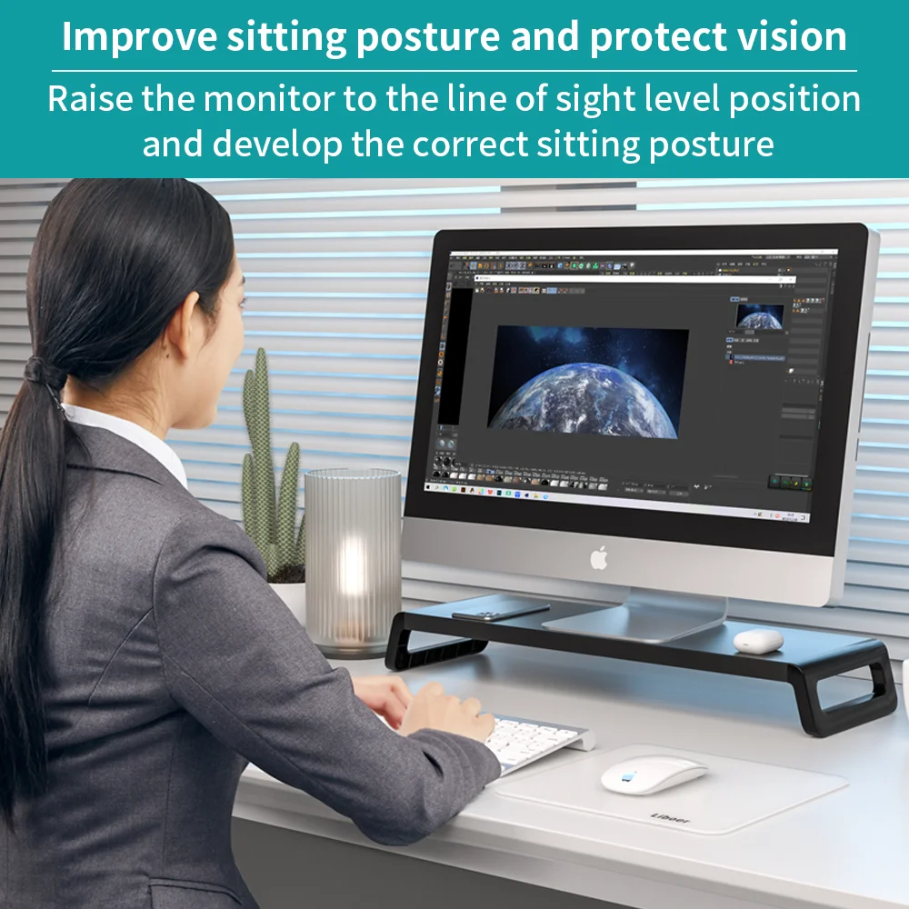 Imagem -05 - Suporte Universal Monitor Stand Riser Metal e Abs Suporte Plástico pc Computer Screen Holder Desktop Organizer