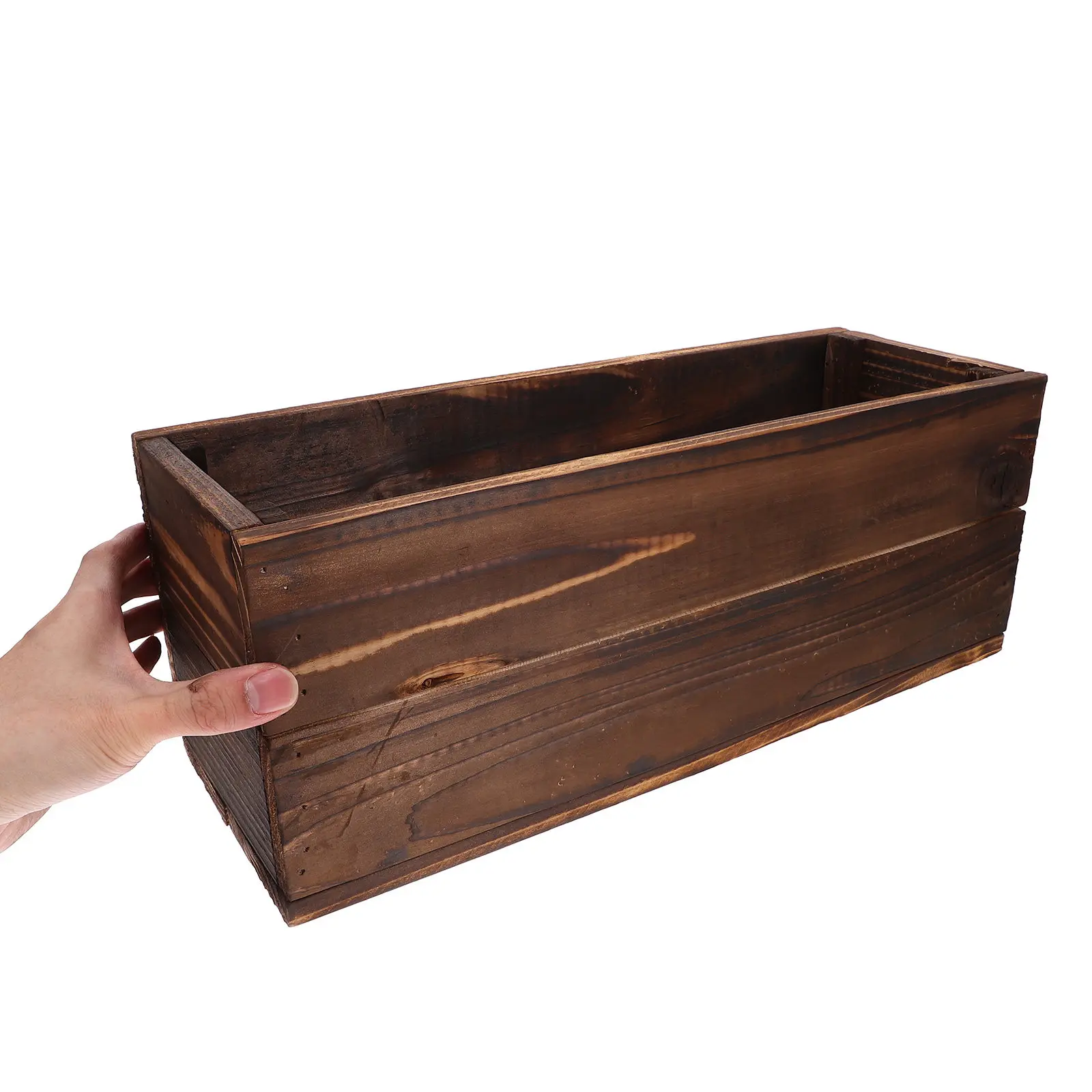 Large Wooden Planter Box Rectangular Outdoor Garden Balcony Window Sill Flower Pot Succulent Planter Rustic Farmhouse Style Wood