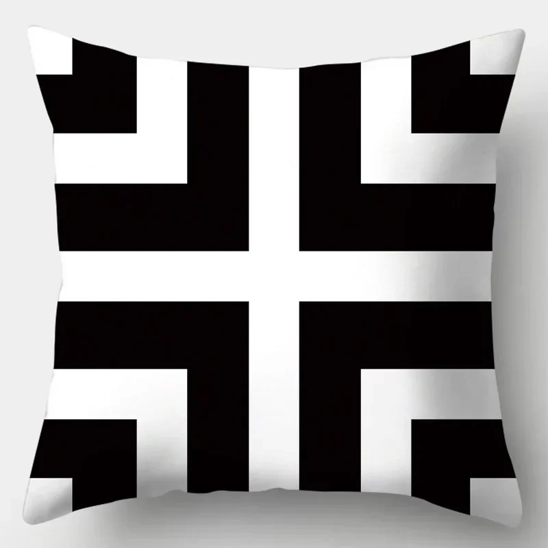 Black White Modern Style Cushion Cover 45x45cm Polyester Decorative Pillow Cover Living Room Bedroom Sofa Bed Pillow Case