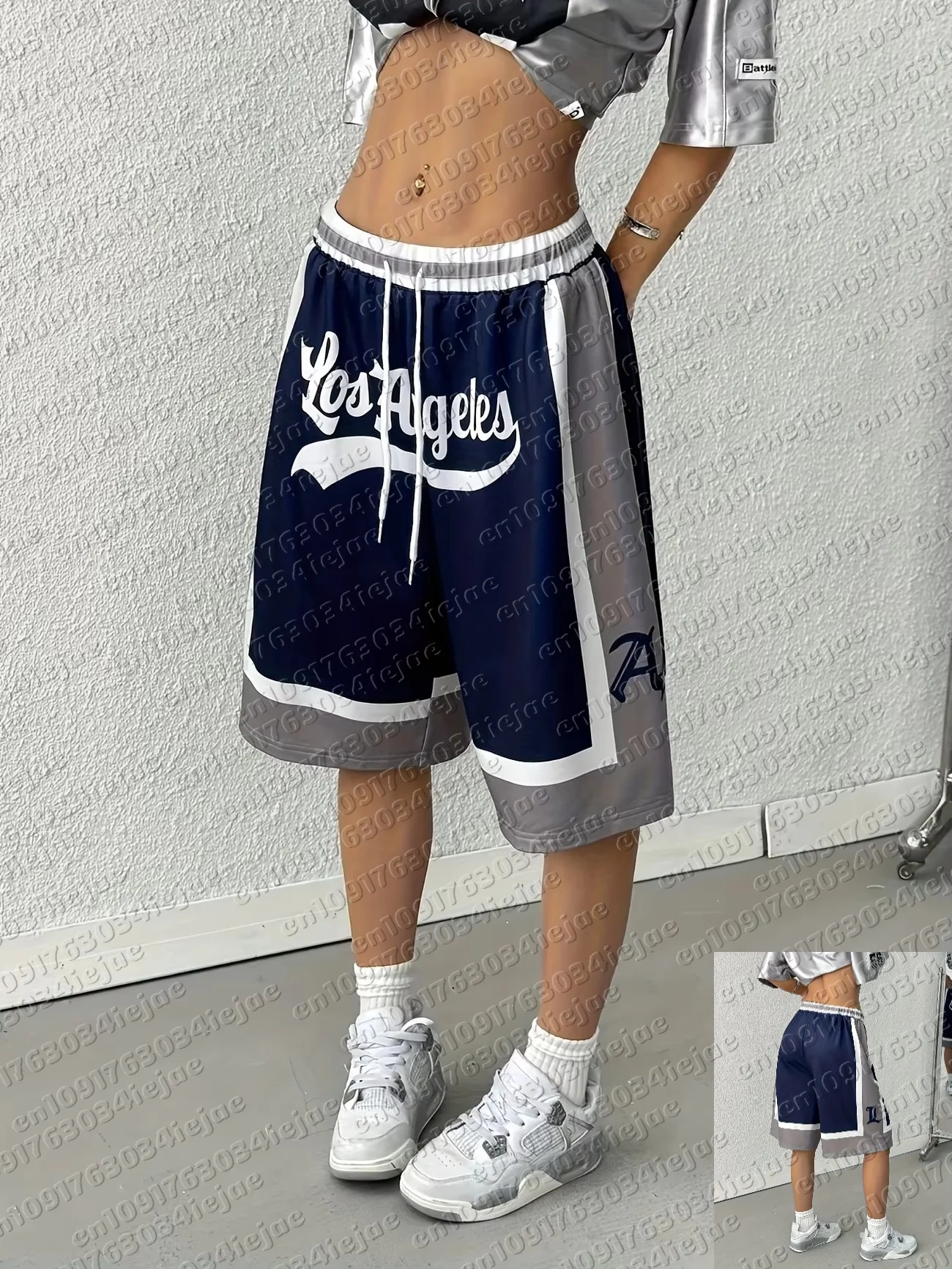 Sommer Y2K Buchstabendruck Leopardenmuster Shorts Mode Lässiger Street-Style Übergroße Freizeitkleidung Geeignet für Fitness Kinder Tägliche Streetwear – Detail 6