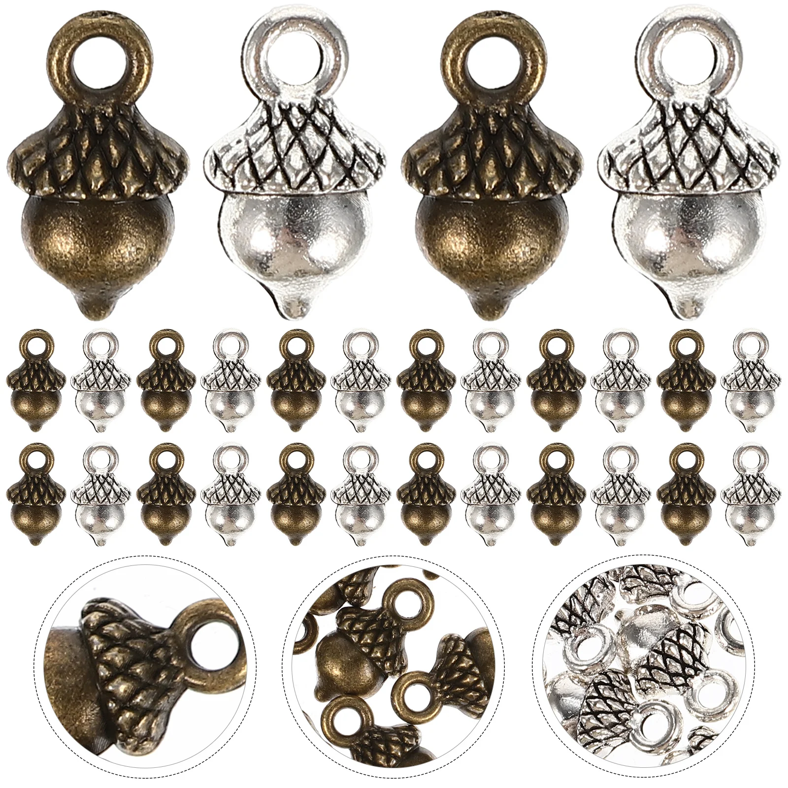 

100pcs Christmas Acorn Pendant Alloy Hanging Decor For Diy Jewelry Making Bracelet Necklace Earrings Craft Xmas Themed Pendants
